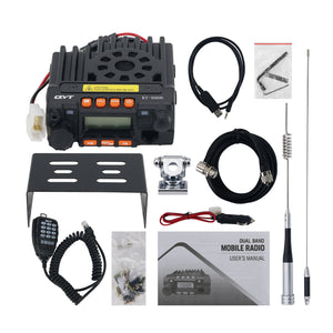 QYT-KT8900 25W VHF UHF Mobile Radio Mini-Sized Transceiver with Feeder Antenna Programming Cable