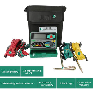 DUOYI DY4100 0-2000Ω Digital Earth Resistance Tester Earth Ground Resistance Meter with Tool Bag