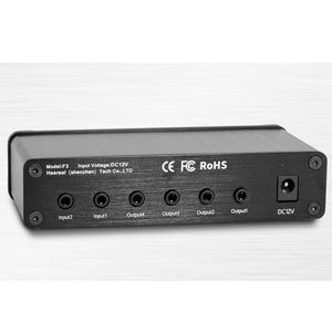 Heareal F3 Audio Signal Splitter 2 Inputs 4 Outputs Stereo Low Distortion Audio Mixer DC12V