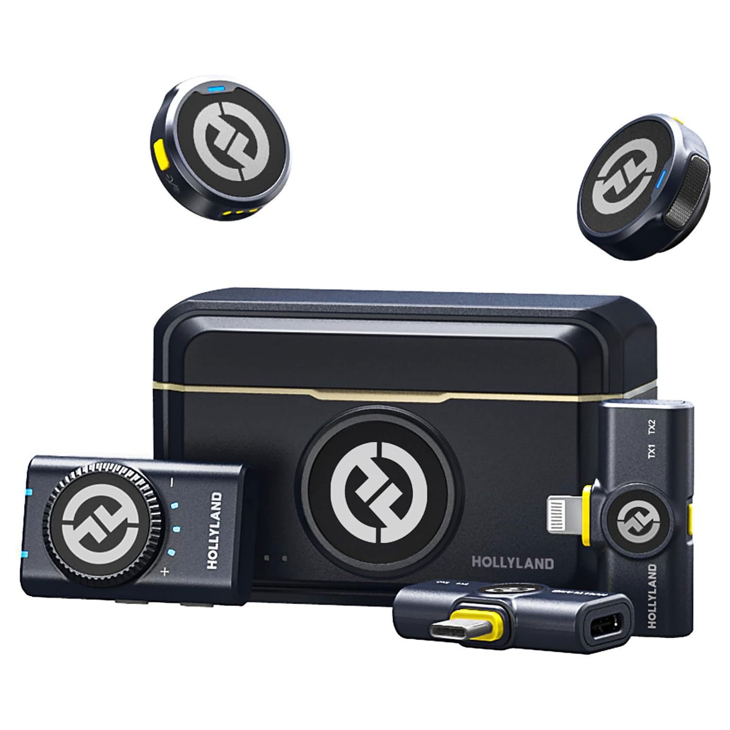 Hollyland Lark M2 Portable Wireless Lavalier Microphone Smart Noise Cancellation (Optional Ports) for HiFi Audio Recording