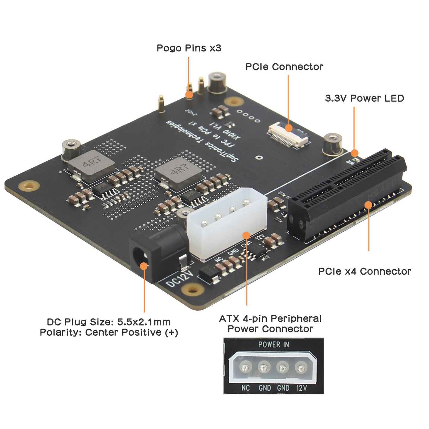 Geekworm X1010 PCIe FFC to Standard PCIe x4 Slot Expansion Board for Raspberry Pi 5 and PCIe Devices