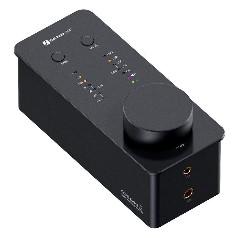 Fosi Audio SK02 Desktop USB DAC Headphone Amplifier Hifi Portable DSD Audio Decoder with Black Knob