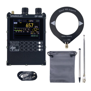 Black DP-666 High Sensitivity Full Band DSP Receiver FM/LW/MW/SW/OIRT Radio with Touch Pen and Donut WB Antenna