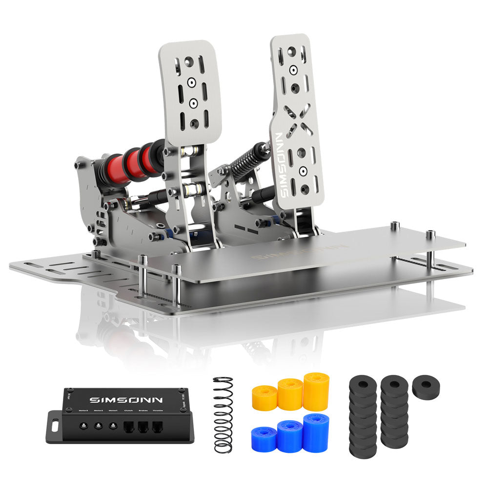 SIMSONN Silver Plus X Hydraulic Pedal 2-Pedal Set Accelerator+Brake Racing Pedals with Optional Base Plate