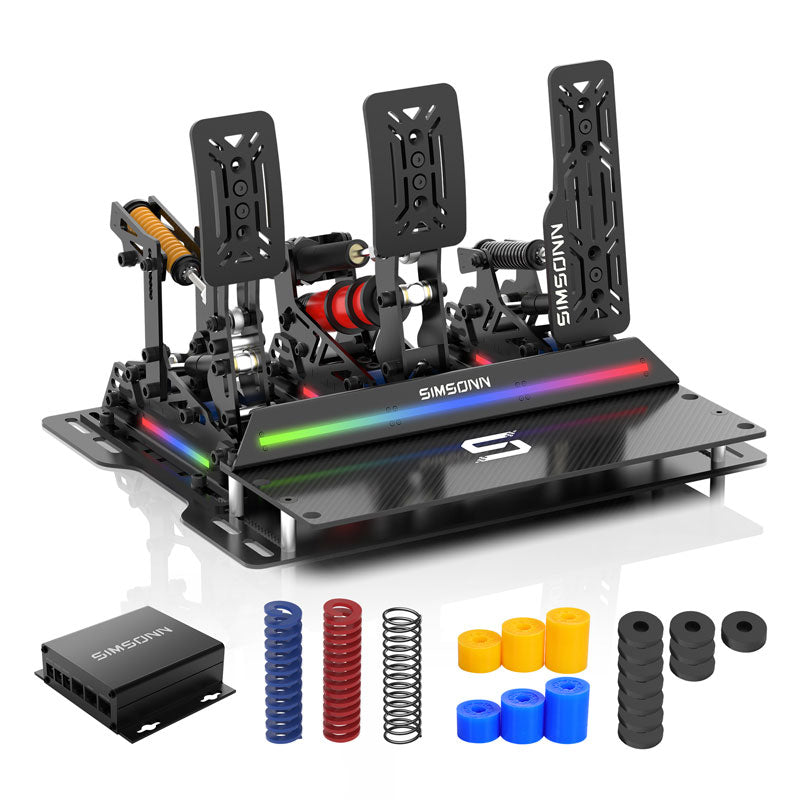 SIMSONN Pro X Ultra Hydraulic Pedals 3-Pedal Set (Accelerator+Clutch+Brake) + Optional Base Plate and Heel Plate