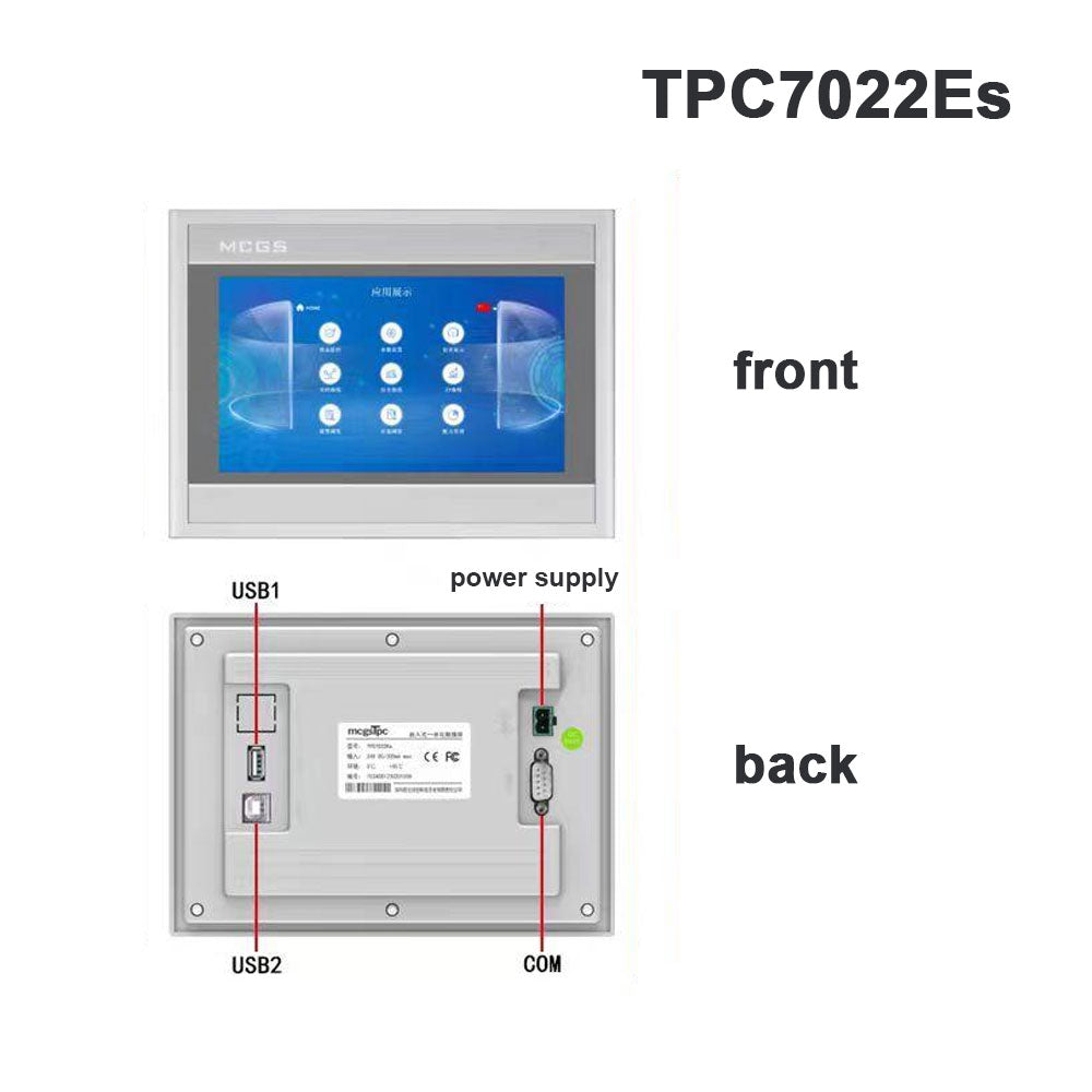 MCGS TPC7022Es 7" Embedded HMI Display 192mm × 138mm Cutout 128MB+8MB 800MHz (No Ethernet Port)