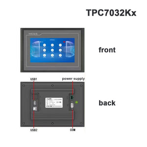 K3 MCGS TPC7032Kx Dark Gray 7-inch 800×480 Embedded HMI (No Ethernet Port) w/ 215mm×152mm Cutout, 128M Memory