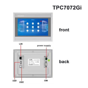 G Series MCGS TPC7072Gi White 7-Inch HMI Display with 192mm×138mm Cutout 1 Ethernet Port 512MB+8GB