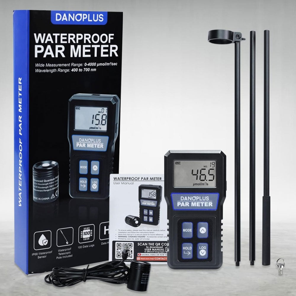 PAR_414 400-700nm IP68 Waterproof PAR Meter 0-4000umol/m^2/sec Spectral Illuminance Meter LCD Display