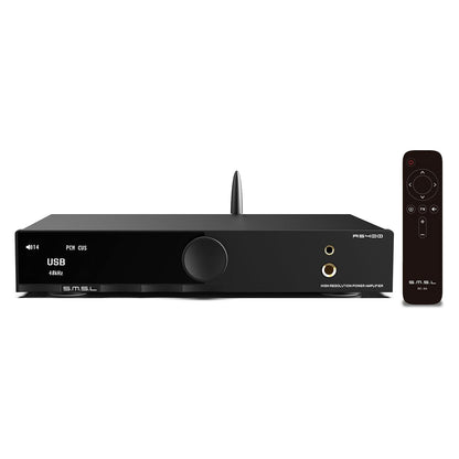 SMSL Black AS400 Power Amplifier 165Wx2 High Power HiFi Audio Decoder Built-in Low Noise MM Vinyl Mic Amplifier