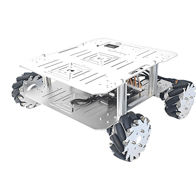 Two-Tier Large Smart Car Chassis w/ 127mm Metal Mecanum Wheels Swing Suspension & 10KG Load Capacity