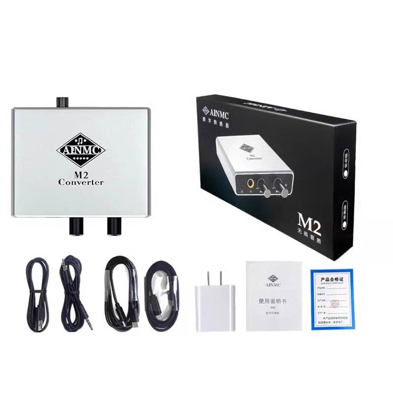 AINMC M2 Stereo Converter Sound Card Converter with OTG Cables for Apple and Android Cellphones