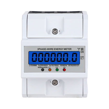 LYD5886 3-Phase 4-Wire 4P 5–100A Mini Energy Meter Digital Electric Meter for 35mm DIN Rail Mount