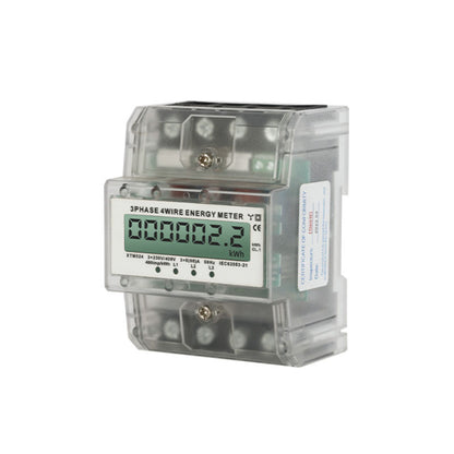 XTM024 3-Phase 4-Wire 4P 5–80A Electric Meter Energy Meter with LCD Display for DIN Rail Mount