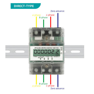 XTM024 3-Phase 4-Wire 4P 5–80A Electric Meter Energy Meter with LCD Display for DIN Rail Mount