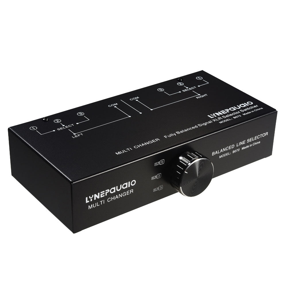 LYNEPAUAIO B072 3-IN 1-OUT Audio Switch Fully Balanced XLR Audio Source Signal Selector Passive Stereo Selector