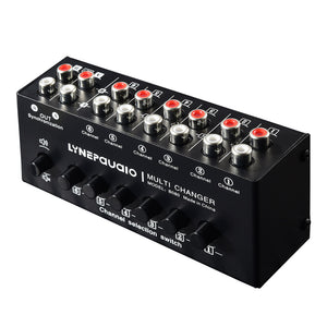 B080 6-IN 2-OUT Audio Switcher RCA Stereo Signal Source Selection Switcher Plug and Play L/R Simultaneous Switch