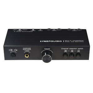 LYNEPAUAIO B082 3-IN 3-OUT Fully Balanced Audio Switcher XLR RCA Stereo Signal Source Selection Switcher Active Speaker Volume Adjuster