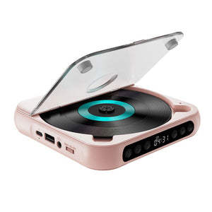 KC-918 Pink Bluetooth CD Player Mini Disc Player for CD/CD-R/CD-RW/MP3 Bluetooth &amp; Wired Modes
