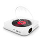 White KC-909 10W Wall-Mounted CD Player Bluetooth CD Player with Speakers Screen Dust Cover &amp; Stand