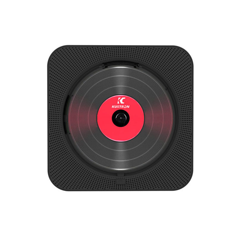 Black KC-909 10W Wall-Mounted CD Player Bluetooth CD Player with Speakers Screen Dust Cover & Stand