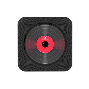 Black KC-909 10W Wall-Mounted CD Player Bluetooth CD Player with Speakers Screen Dust Cover &amp; Stand