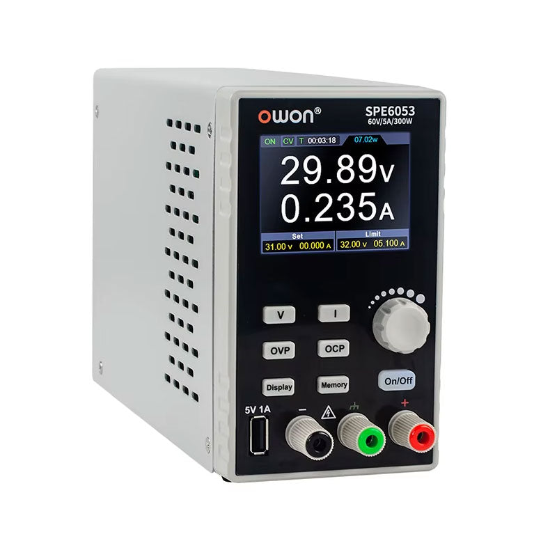 Owon SPE6053 Single Channel 0-60V 300W Constant Power High Resolution DC Power Supply with 2.8-inch TFT LCD