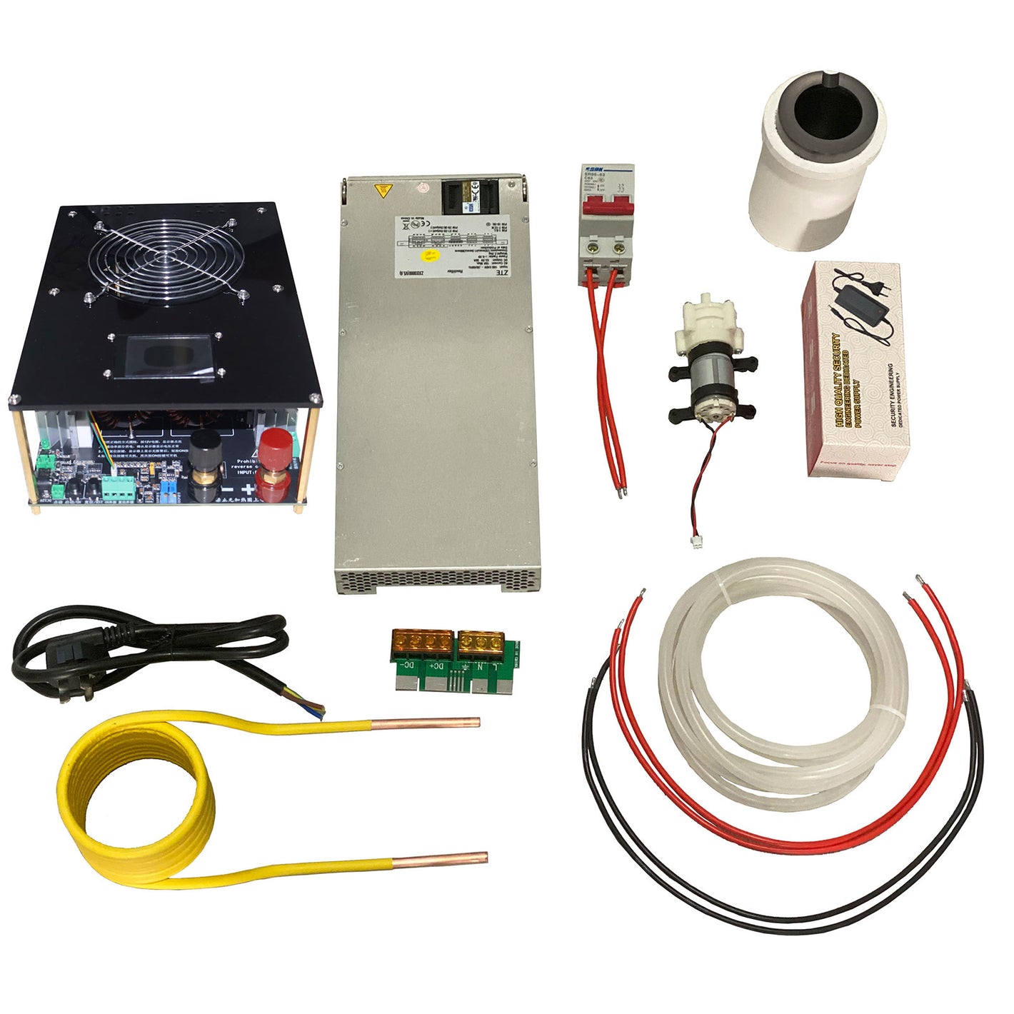 4KW Induction Heater Kit w/ Water Pump + 12V Power Supply + 150mL Crucible + 48V 4000W Power Supply