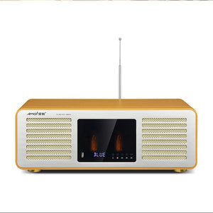 Amoi D-200 Dual Electronic Tubes Leather HiFi Speaker Retro Desktop Bluetooth5.0 Audio Speaker Built-in FM Receiving Module