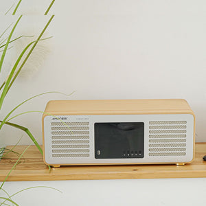 Amoi D-200 Dual Electronic Tubes Leather HiFi Speaker Retro Desktop Bluetooth5.0 Audio Speaker Built-in FM Receiving Module