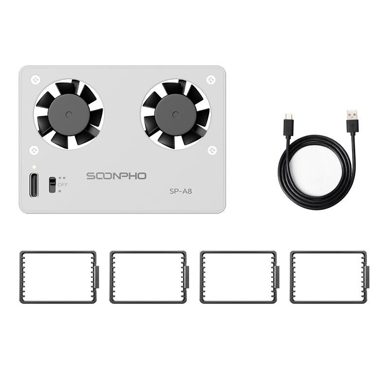 SOONPHO SP-A8 Dual-Fan Camera Cooler (White) for Sony A7M4 ZV-E1 A6700 A7C2 Canon R5 & Fujifilm X-T4