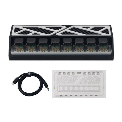 QC8KEY CNC Aluminum 8-Channel Independent USB Switch Power Supply Controller Mechanical Keyboard Type USB Hub