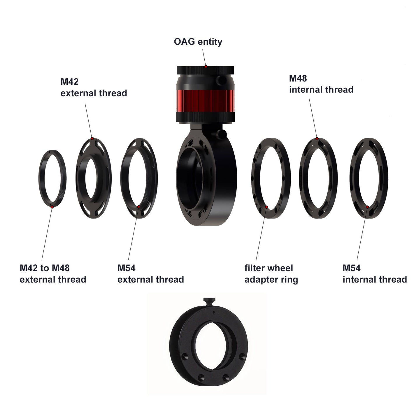 Astro Frog Professional Off-axis Guider OAG with Filter Drawer for M42/M48/M54 Astronomical Telescopes