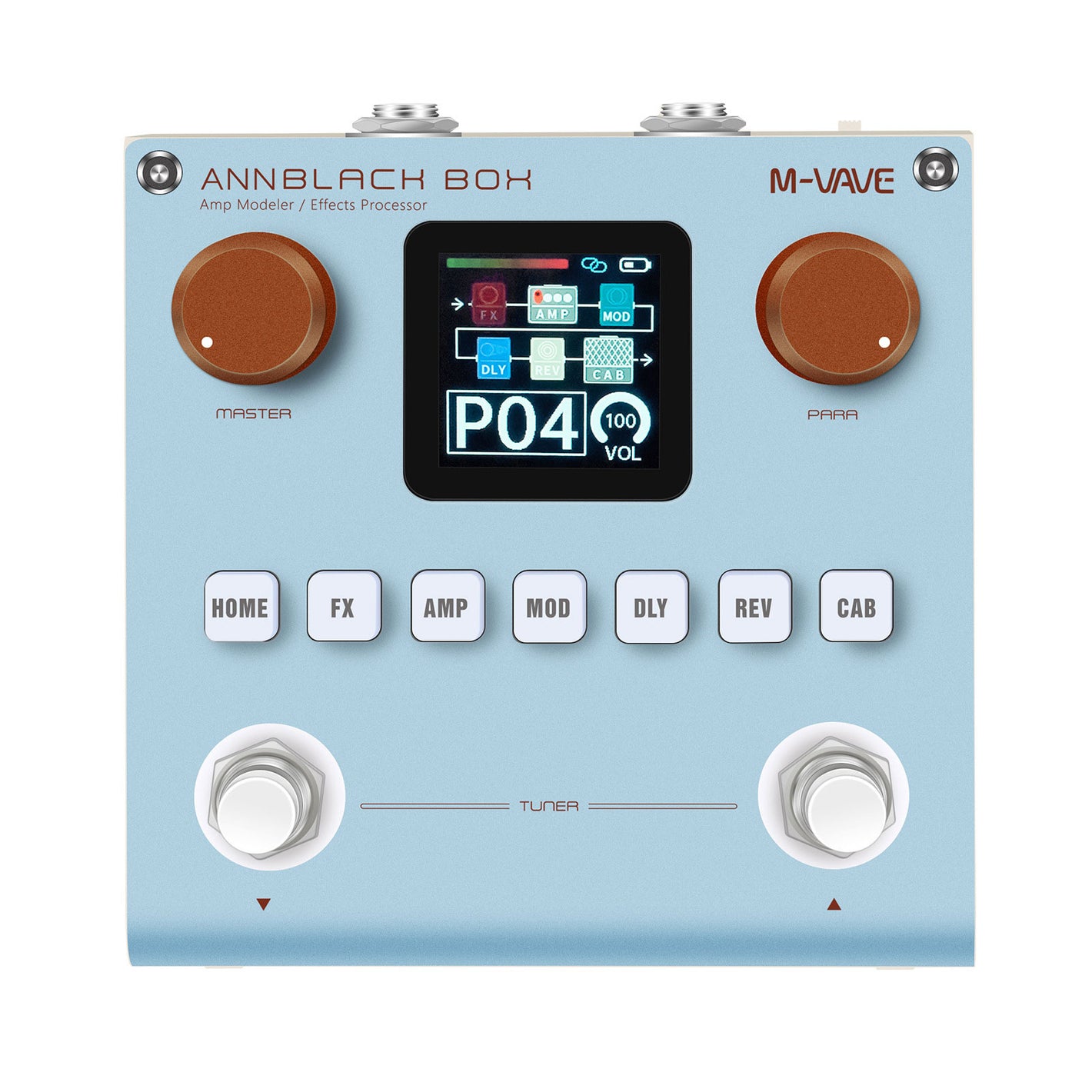 M-VAVE Blue ANNBLACK BOX Electric Guitar Effects Pedal Multifunctional Amp Modeler Effects Processor with 1.54-inch Screen