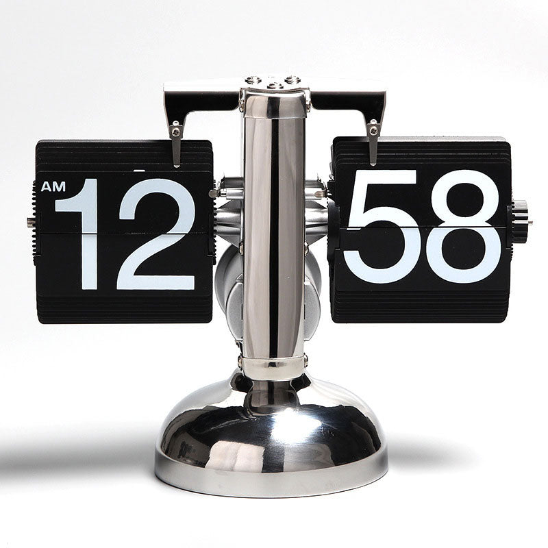 Black Stainless Steel 12-Hour Creative Mechanical Automatic Flip Clock Sports Scoreboard Display