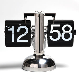 Black Stainless Steel 12-Hour Creative Mechanical Automatic Flip Clock Sports Scoreboard Display