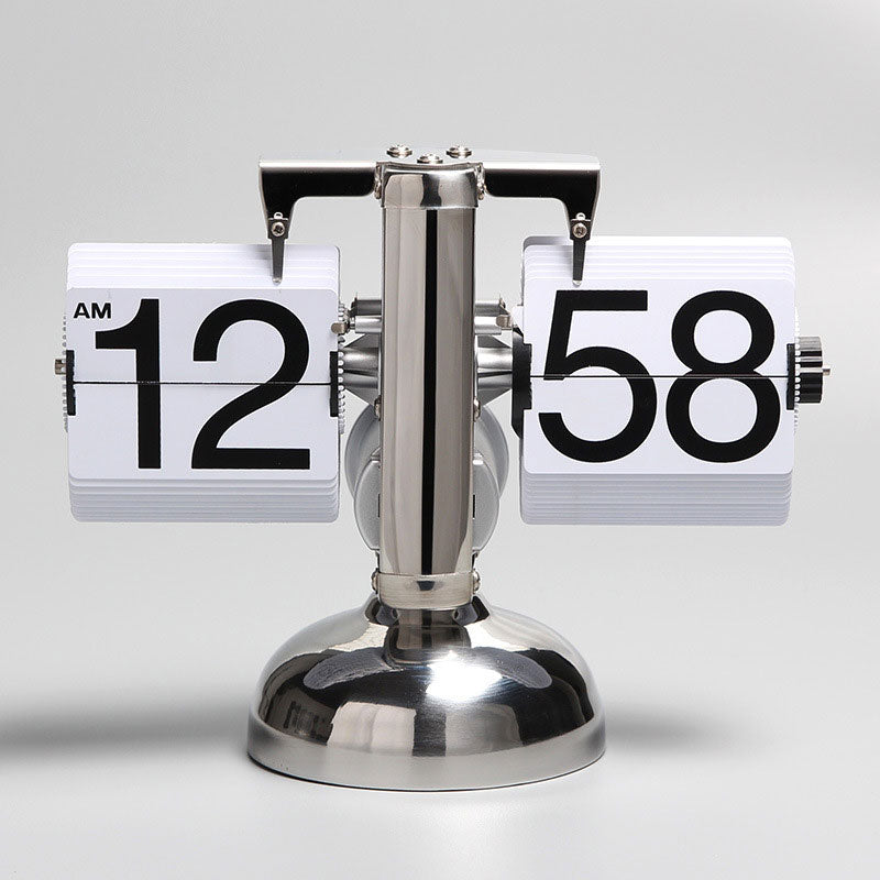 White Stainless Steel 12-Hour Creative Mechanical Automatic Flip Clock Sports Scoreboard Display
