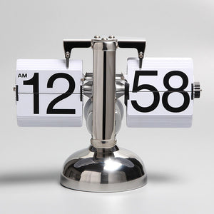 White Stainless Steel 12-Hour Creative Mechanical Automatic Flip Clock Sports Scoreboard Display