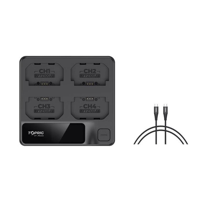 TOPRIG Accsoon TOPRIG 4-Bay NP-FZ100 Fast Charger with 1.47" Color LCD for Sony NP-FZ100 Type Batteries