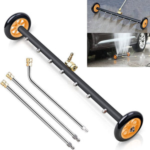 24" 4000PSI 2-In-1 Pressure Washer Undercarriage Cleaner &amp; Water Broom – 7 Nozzles, Orange Wheels