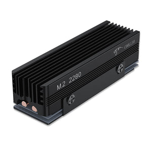 COOLLEO SSD-V3 M.2 2280 NVMe SSD Heatsink (Black) – Dual Heat Pipes, Full Aluminum, Grille Style