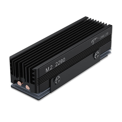 COOLLEO SSD-V3 M.2 2280 NVMe SSD Heatsink (Black) – Dual Heat Pipes, Full Aluminum, Grille Style