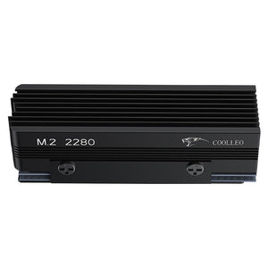 COOLLEO SSD-V3 M.2 2280 NVMe SSD Heatsink (Black) – Dual Heat Pipes, Full Aluminum, Grille Style