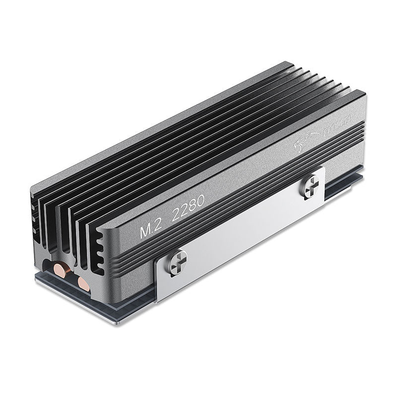 COOLLEO SSD-V3 M.2 2280 NVMe SSD Heatsink (Gray) – Dual Heat Pipes, Full Aluminum, Grille Style