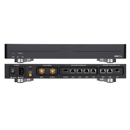 Black LHY AS8 Pro 115V Audio HiFi Switch Ethernet OCXO Clock 2.5Gbps Main Switch +1Gbps Audio Isolation