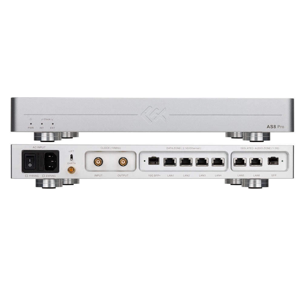 Silvery LHY AS8 Pro 115V Audio HiFi Switch Ethernet OCXO Clock 2.5Gbps Main Switch +1Gbps Audio Isolation