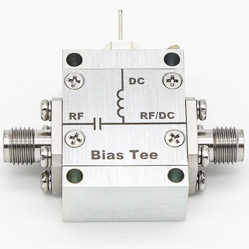 Stainless Steel Connector 0.01-6GHz RF Bias Tee 2A High Current DC Blo