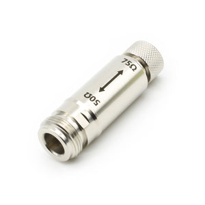 DC-3GHz Impedance Converter 75ohms-50ohms RF Impedance Transformer (N-Type Female to F-Type Male Connector)