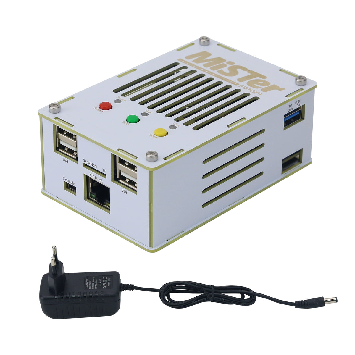 Mini MiSTer Game Console Cyclone V SoC FPGA Development Board (White Case) with 32GB TF Card