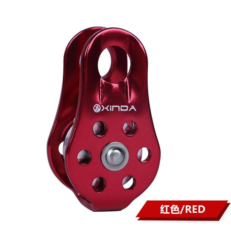 XINDA Red XD-8610 Rock Climbing Pulley Aluminum Alloy Fixed Outdoor Single-sheaved Pulley with 20KN Static Tension